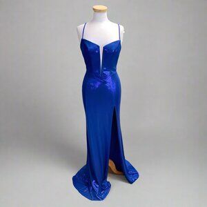 Alyce Paris royal blue metallic dress, size 4, NEW WITH TAGS!